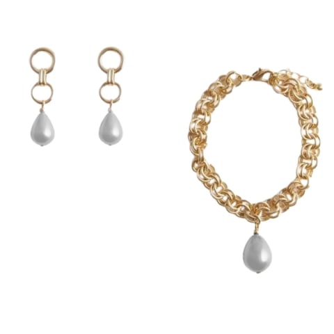 Bijuterii Avon - Set brățară și cercei Avon Lestari – rafinament auriu cu perle elegante și design feminin