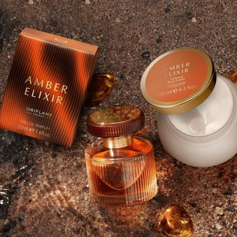 Set cadou Amber Elixir – crema de corp 250 ml, apa de parfum 50 ml, aroma orientala vanilata lemnoasa [11]