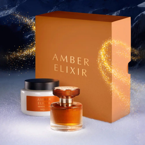 Set cadou Amber Elixir – crema de corp 250 ml, apa de parfum 50 ml, aroma orientala vanilata lemnoasa [9]
