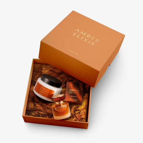Set cadou Amber Elixir – crema de corp 250 ml, apa de parfum 50 ml, aroma orientala vanilata lemnoasa [8]