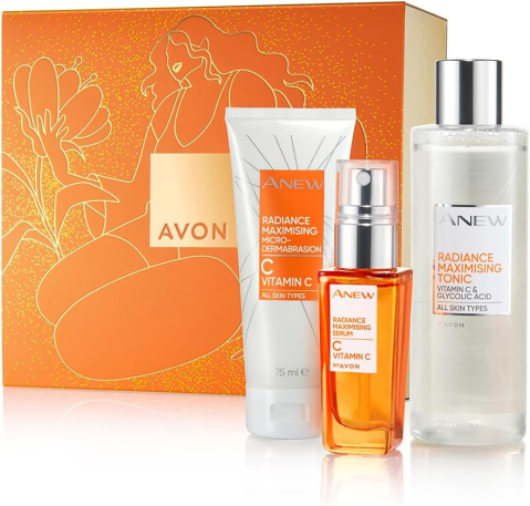 Cremă de față - Set Cadou Anew Vitamin C, Ser 30 ml + Tonic 200 ml + Exfoliant Facial 75 ml, Cutie Cadou, Avon