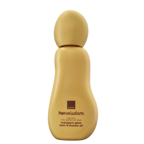 Set cadou auriu Avon HerWisdom Sim Sim, ulei de baie si dus pentru stralucire, floarea Nilului, nuci de caju, cuier transparent 5.6 x 5.6 cm autoadeziv [2]