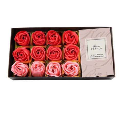 Set cadou Avon Rare Pearls pentru femei, apa de parfum 50 ml si 12 trandafiri din sapun parfumat in cutie eleganta [6]