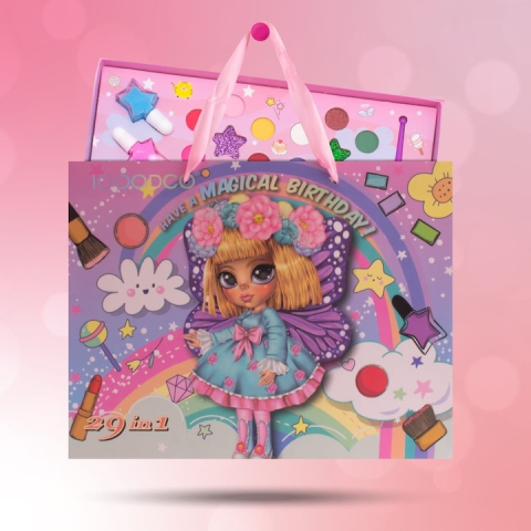 Set cadou creativ pentru copii – trusa de machiaj, bijuterii si parfum fructat, 3+, paleta colorata cu farduri, rujuri, lacuri de unghii, autocolante, bratara, colier, oglinda si apa de toaleta 30 ml, [2]