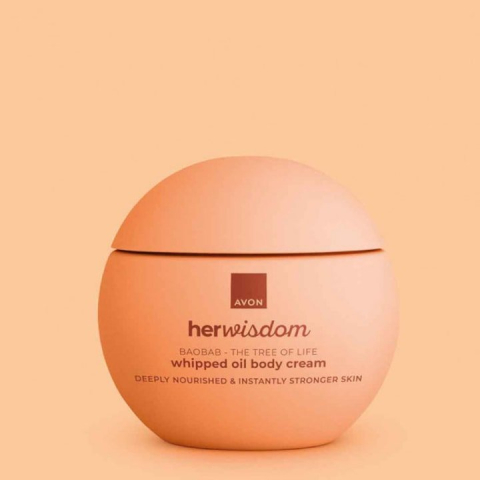 Set cadou crema de corp Avon Her Wisdom Baobab 180 ml, nutritiva, textura aerata, cuier transparent 5.6 x 5.6 cm, autoadeziv, carlig rotativ 180° [10]