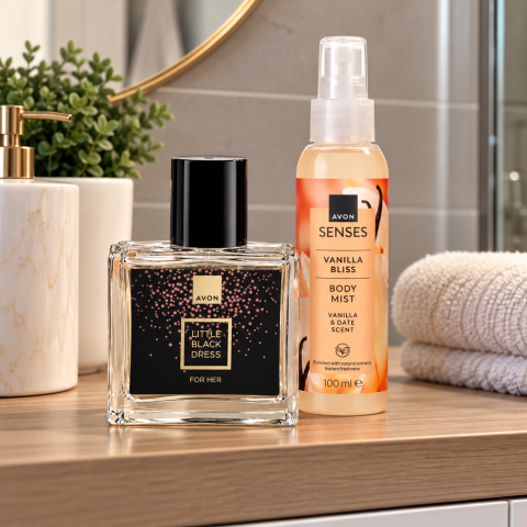 Set cadou cu carlig transparent 5.5 x 5.5 cm, AVON Little Black Dress 30 ml si Spray de Corp [2]