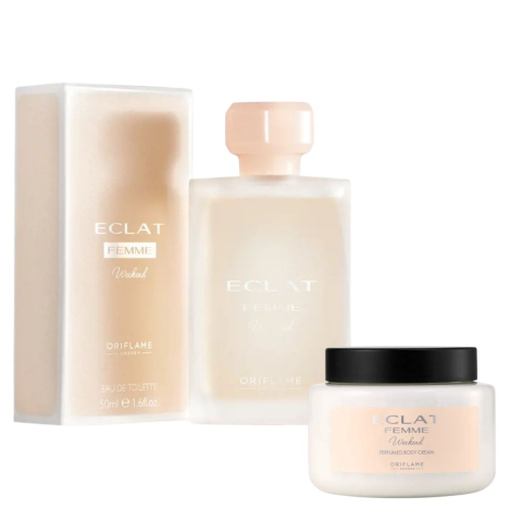Set cadou Eclat Femme Weekend pentru femei, apa de toaleta si crema de corp parfumata, aroma floral-fructata verde, proaspata si eleganta