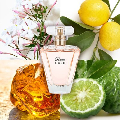 Set cadou elegant Avon Rare Gold, apa de parfum 50 ml pentru femei, aroma floral-aldehidica, ylang-ylang, mandarina, ambra, cuier transparent 5.6 x 5.6 cm autoadeziv [2]