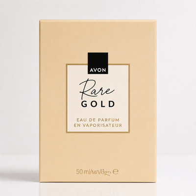 Set cadou elegant Avon Rare Gold, apa de parfum 50 ml pentru femei, aroma floral-aldehidica, ylang-ylang, mandarina, ambra, cuier transparent 5.6 x 5.6 cm autoadeziv [1]