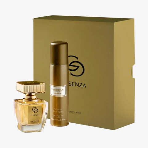 Set cadou parfumat Giordani Gold Essenza pentru femei cu aroma floral-lemnoasa luminoasa, parfum sofisticat si deodorant spray elegant, ideal pentru rafinament zilnic [1]