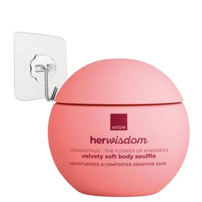 ÎNGRIJIRE PERSONALĂ - Set cadou roz Avon HerWisdom Osmanthus, souffle corp 180 ml, textura catifelata, aroma florala fructata, cuier transparent 5.6 x 5.6 cm autoadeziv