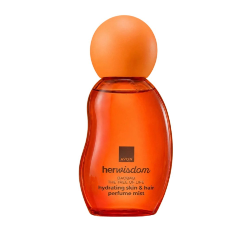 Set cadou spray parfumat portocaliu Avon HerWisdom Baobab pentru corp si par, efect hidratant, cuier transparent 5.6 x 5.6 cm, autoadeziv, carlig inox [1]