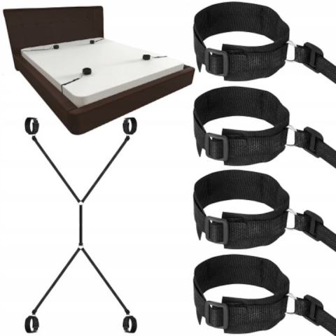 Cadouri simbolice - Set catuse accesorii erotice pentru maini si picioare, ajustabile - Negru