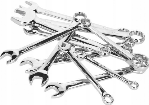 Set chei combinate argintiu 8-22 mm, 8 piese din otel, chei fixe si inelare cu husa rulabila [1]