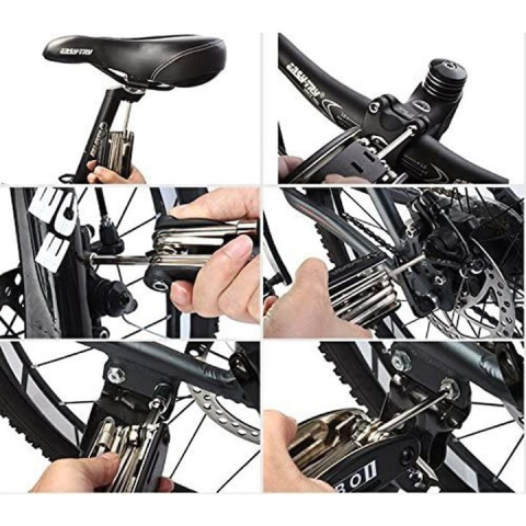 Set chei multifunctionale 16 in 1 pentru bicicleta, cu imbus, surubelnite si chei diverse, compact si portabil, metal, negru-argintiu  Acest set de chei multifunctionale 16in1 este o solutie esentiala [4]