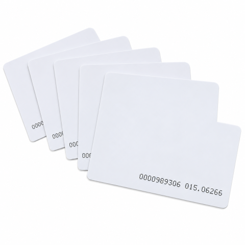 Set cititor carduri RFID 125 kHz negru cu 5 carduri de acces TK4100 albe 86 x 54 x 0,76 mm [1]