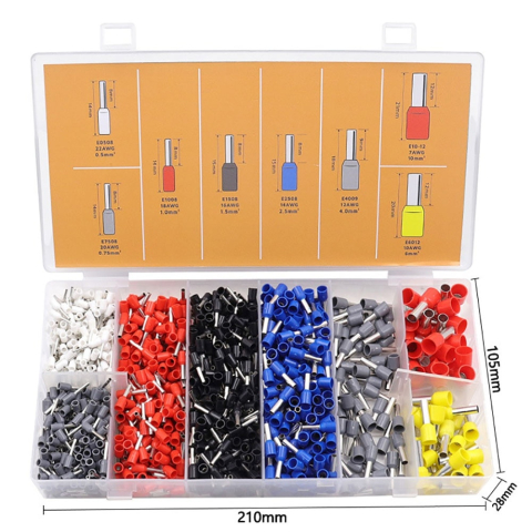 Set cleste de sertizare cu 1200 pini terminali, 0.25–10 mm², mecanism cu clichet, maner ergonomic, multicolor [5]