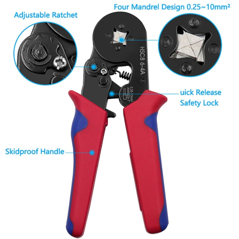 Set cleste de sertizare cu 1200 pini terminali, 0.25–10 mm², mecanism cu clichet, maner ergonomic, multicolor [4]