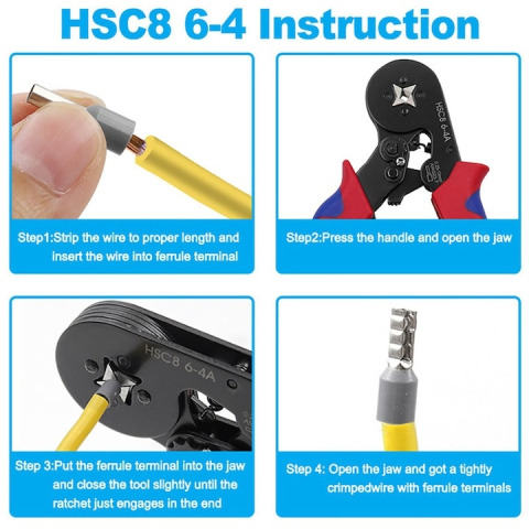 Set cleste de sertizare cu 1200 pini terminali, 0.25–10 mm², mecanism cu clichet, maner ergonomic, multicolor [1]