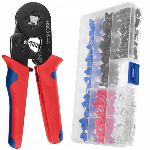 Set cleste de sertizare hexagonala cu 500 terminale tubulare pentru conductori electrici, 0.14–10 mm², lungime 16 cm