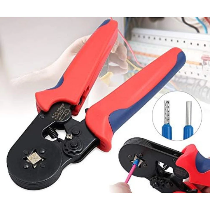 Set cleste profesional de sertizare si trusa 500 pini terminali electrici izolati, ferule multicolore pentru cabluri, cutie compartimentata [2]