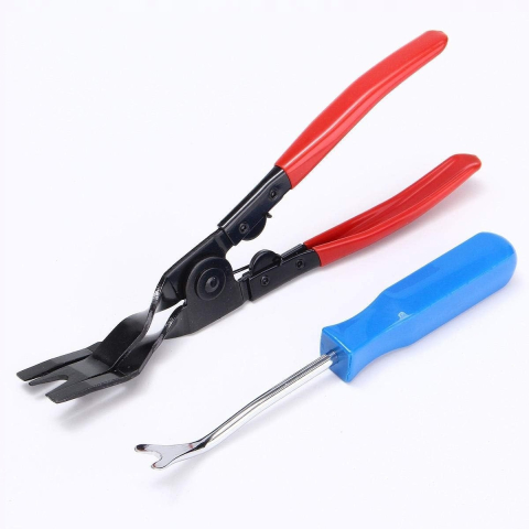ARTICOLE AUTO - Set cleste profesional pentru demontare clipsuri auto si extractor, pentru tapiterie, ornamente si panouri, manere ergonomice, otel rezistent