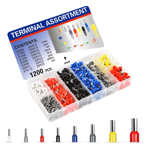 Set cleste sertizare rosu-albastru cu 1200 pini terminali electrici, 0.25-10 mm², ferule izolate multicolore cu cutie organizatoare [2]