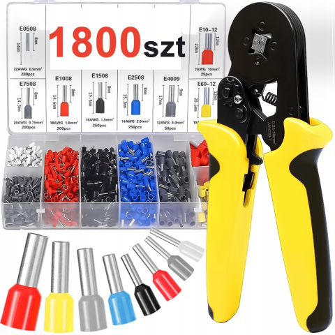 Set cleste sertizare si cutie cu 1800 conectori electrici tip tub capat izolati pentru cabluri multifilare AWG 0.5-10 mm² [4]
