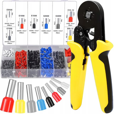Set cleste sertizare si cutie cu 1800 conectori electrici tip tub capat izolati pentru cabluri multifilare AWG 0.5-10 mm² [2]