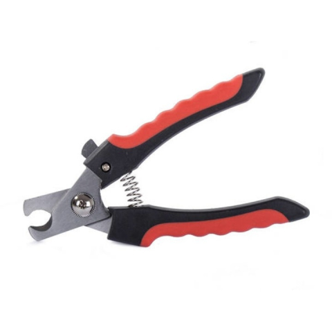 Set cleste si pila de unghii pentru animale de companie, lungime 16 cm, otel/plastic, negru/rosu [1]