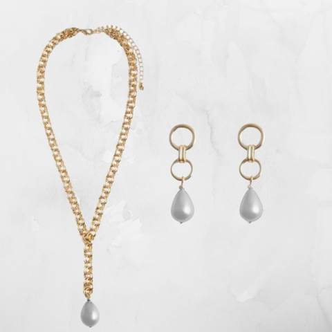 Set colier și cercei Avon Lestari – eleganță aurie cu perle delicate și design rafinat [5]