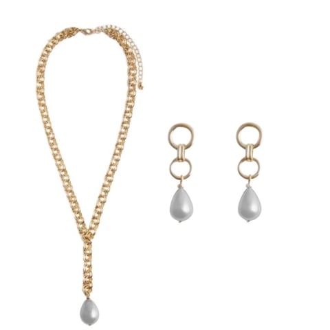 Bijuterii Avon - Set colier și cercei Avon Lestari – eleganță aurie cu perle delicate și design rafinat