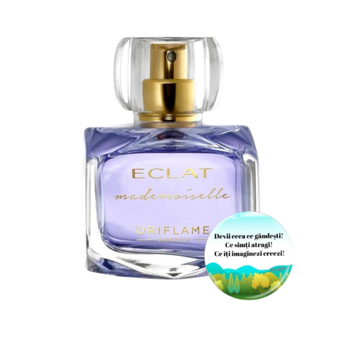 Set Ingrijire femei - Set complet pentru Ea, Apa de toaleta Eclat Mademoiselle 50 ml, insotit de insigna Dactylion cu mesaj motivational