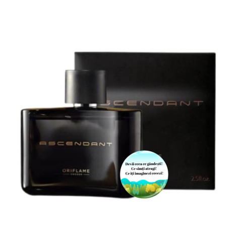 Set Ingrijire barbati - Set complet pentru El, Apa de toaleta pentru barbati Ascendant, insotit de insigna Dactylion cu mesaj motivational