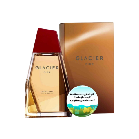 Set Ingrijire barbati - Set complet pentru El, Apa de toaleta pentru barbati Glacier Fire, insotit de insigna Dactylion cu mesaj motivational