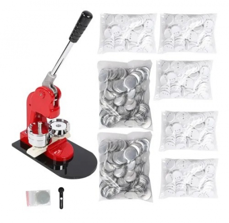 PAPETARIE & BIROTICA - Set complet Presa insigne 58 mm din otel + kit complet 1000 insigne