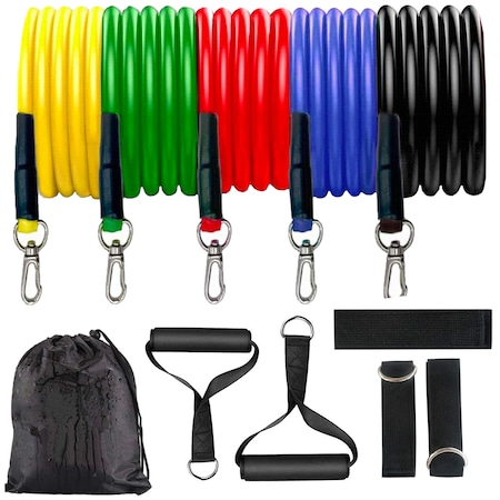 SPORT ȘI ACTIVITĂȚI - Set pentru exercitii,5 corzi fitness din latex cu accesorii si saculet transport incluse