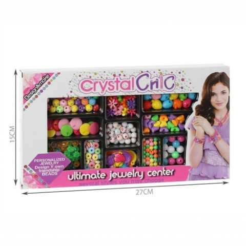 Set creatie bijuterii pentru fete, 11 tipuri de margele colorate, pentru bratari, inele si lantisoare, varsta 6+, multicolor [3]