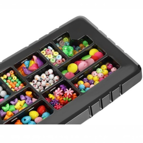 Set creatie bijuterii pentru fete, 11 tipuri de margele colorate, pentru bratari, inele si lantisoare, varsta 6+, multicolor [6]