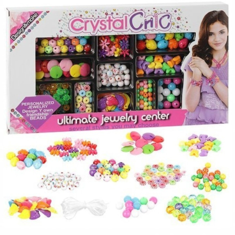 Set creatie bijuterii pentru fete, 11 tipuri de margele colorate, pentru bratari, inele si lantisoare, varsta 6+, multicolor [4]