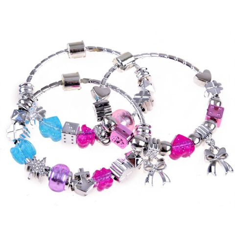 Set creativ bratari DIY pentru fete cu margele si talismane, snururi incluse, multicolor [2]