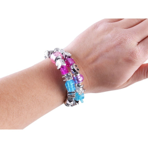 Set creativ bratari DIY pentru fete cu margele si talismane, snururi incluse, multicolor [4]