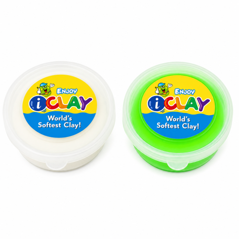JOCURI ȘI JUCĂRII - Set creativ cu 2 plastiline luminoase, culori alb fosforescent si verde neon, 2 x 18 g