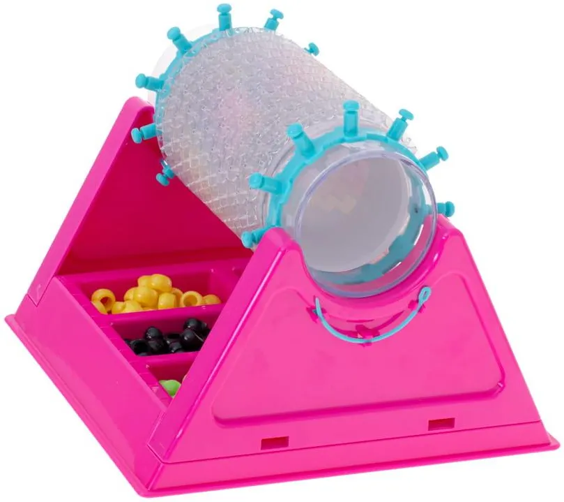 Set creativ pentru bratari cu margele, roz, razboi de tesut rotativ, accesorii complete si sabloane, kit handmade pentru copii 5+ ani [3]