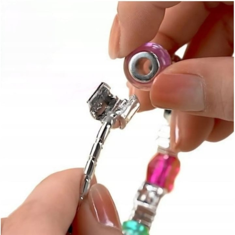 Set creativ realizare bratari DIY cu margele si talismane, snur inclus, violet, 73 piese [3]