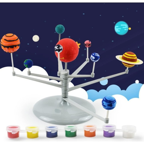 Set creativ Sistemul Solar 3D, Dodaco, cu acuarele, pensula, 19 cm, activitate interactiva pentru copii [11]