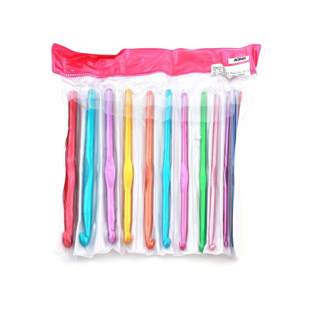 Set 12 ace de crosetat cu dimensiuni intre 2 si 8 mm, din aluminiu, multicolor [1]