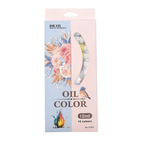 JOCURI ȘI JUCĂRII - Set culori pictura ulei 12 nuante vibrante 12 buc x 12 ml pentru panza, lemn si hartie, vopsea artistica non-toxica pentru hobby si arta