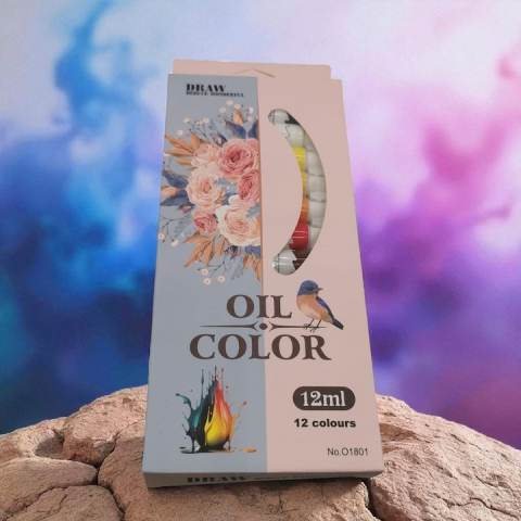 Set culori pictura ulei 12 nuante vibrante 12 buc x 12 ml pentru panza, lemn si hartie, vopsea artistica non-toxica pentru hobby si arta [5]