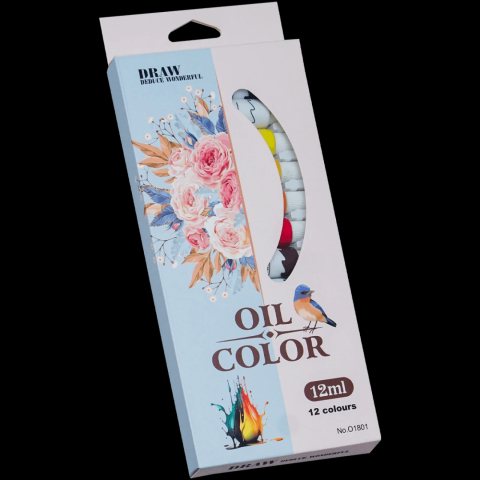 Set culori pictura ulei 12 nuante vibrante 12 buc x 12 ml pentru panza, lemn si hartie, vopsea artistica non-toxica pentru hobby si arta [15]